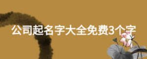 公司起名字大全免費(fèi)3個字