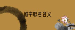 誠(chéng)字取名含義