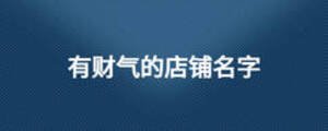 有財(cái)氣的店鋪名字