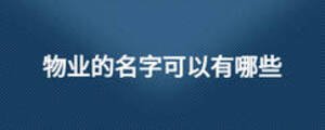 物業(yè)的名字可以有哪些