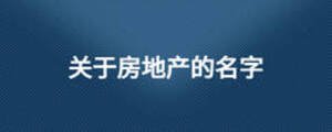 關(guān)于房地產(chǎn)的名字