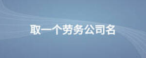 取一個勞務(wù)公司名