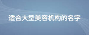 適合大型美容機(jī)構(gòu)的名字
