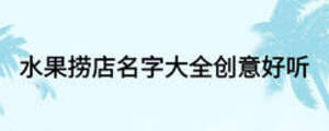 水果撈店名字大全創意好聽