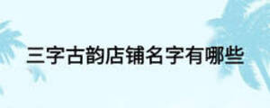 三字古韻店鋪名字有哪些