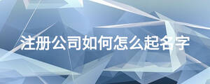 注冊公司如何怎么起名字