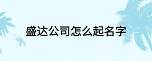 盛達(dá)公司怎么起名字