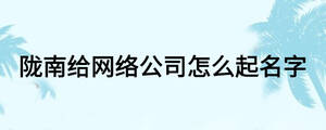 隴南給網絡公司怎么起名字