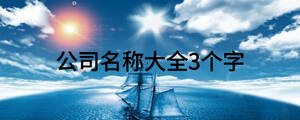 公司名稱大全3個字