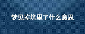夢見掉坑里了什么意思