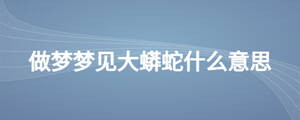做夢夢見大蟒蛇什么意思