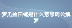 夢見撿田螺是什么意思周公解夢